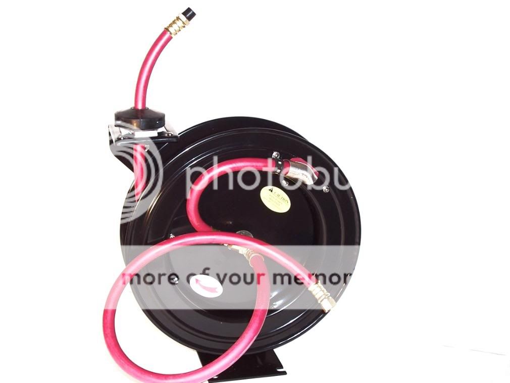 RETRACTABLE AIR HOSE REEL AUTO REWIND 1/2" ID X 25FT AIR COMPRESSOR